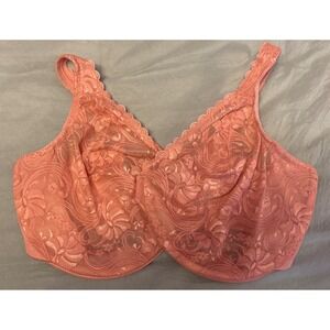 Glamorise Full Figure Coral Lace Front Close Full Coverage Unlined Bra 44G